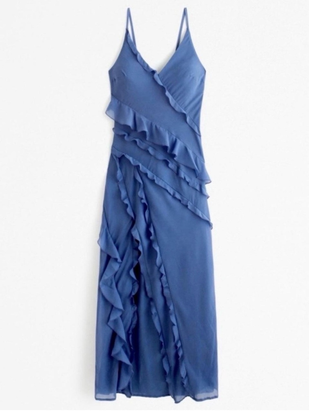 Abercrombie & Fitch Blue Ruffle Maxi Dress